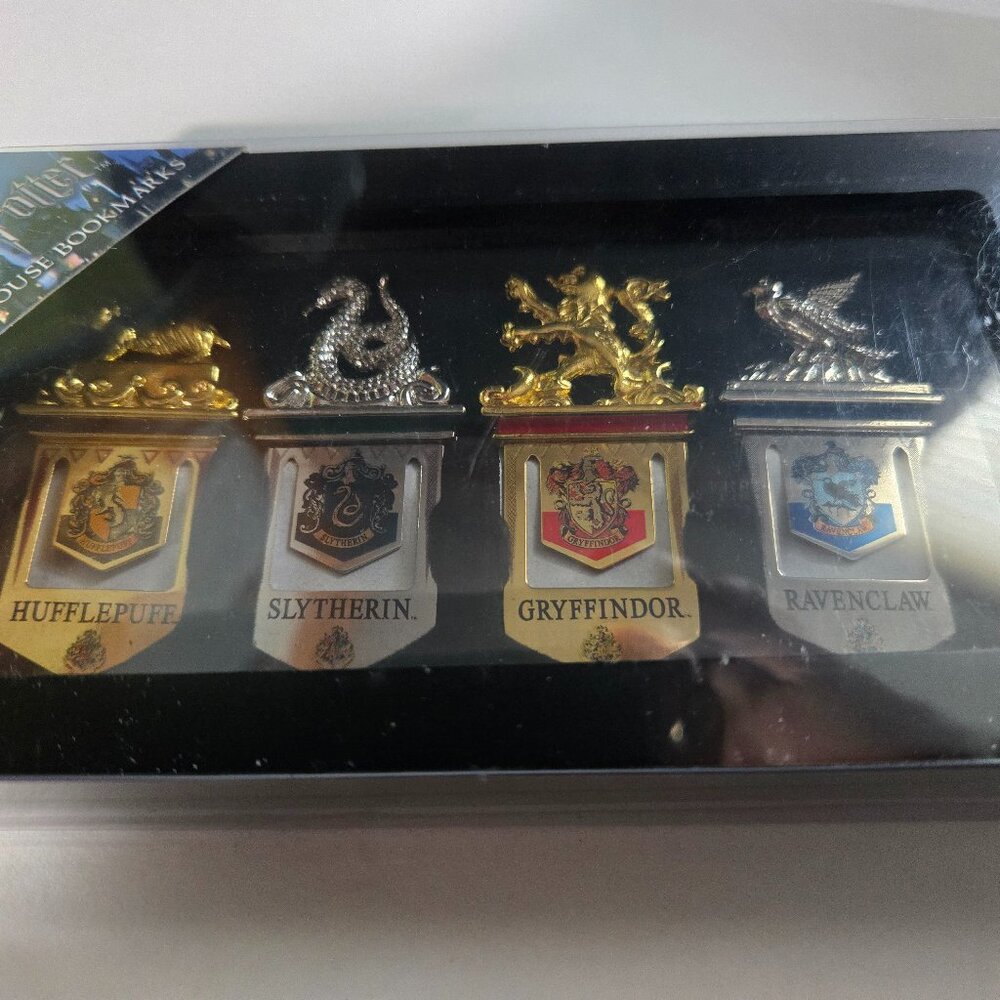 Harry Potter Hogwarts House Metal Bookmarks in Case Collection of 4